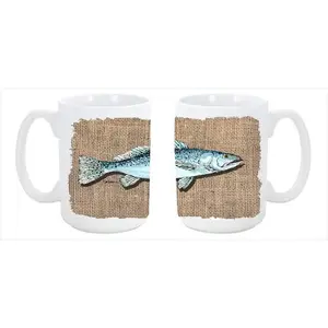 212 MAIN Printed Speckled Trout Fish Ceramic Mug - 15oz Stylish Kitchen Drinkware, Dishwasher-Washable, Microwavable, Reusable for Coffee, Tea