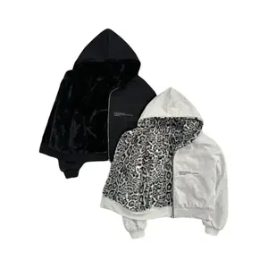 New Two-sided Clothing Harajuku Retro Leopard Print Fashionable Loose Zipper Men Street Hip-hop Casual Sweatshirt Women Autumn Men's Solid Polo Shirt Distressed Zip Menswear Tops Hoodie Long Sleeve Suits Gamis Streetwear