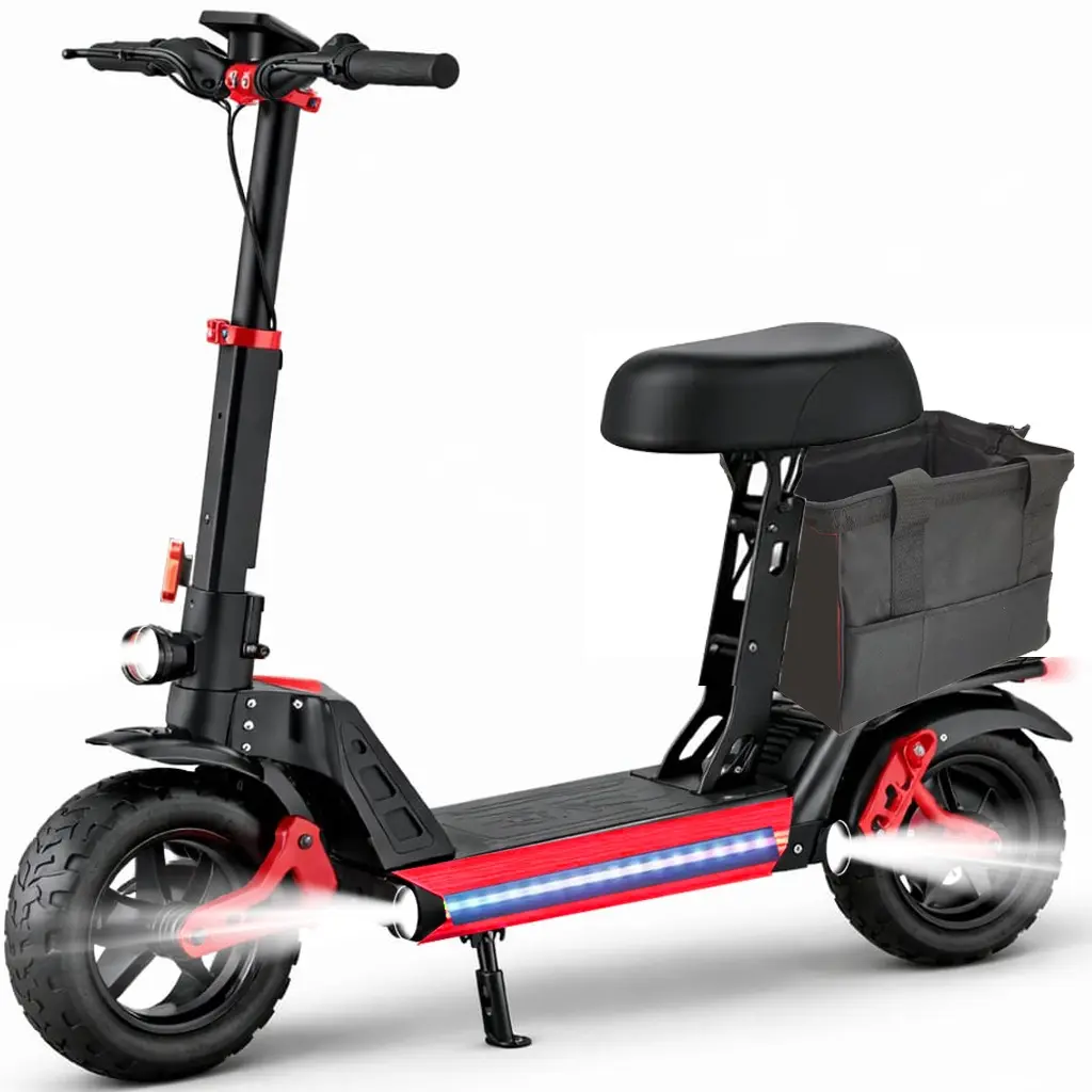 PEAK 1200W Electric Scooter with LED Lights, 10-inch Wheels, and Storage Basket 48v18AH battery,34MPH,RANGE 305-40MILES  - Perfect for Urban Commuting and Daily Use