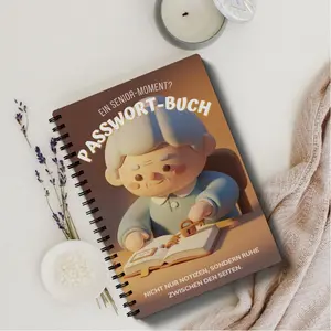 German Password Organizer Notebook, Spiral Notebook Journal - Spiral-Bound Portable Password Book with German Tabs, Suitable for Account/Security Notes, Passwords, Login Information - Gift for Adults, Seniors, Home Office, Online Use