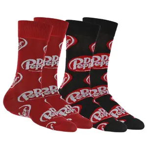 Dr. Pepper Socks Contrasting Logo Design 2-Pack Adult Mid-Calf Crew Socks Dr. Pepper Socks Contrasting Logo Design 2-Pack Adult Mid-Calf Crew Socks