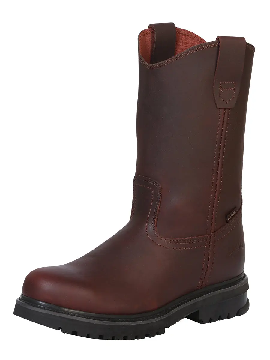 Men's Work Boots Stable in Grasso Leather with Rubber Sole - Shedron 13351