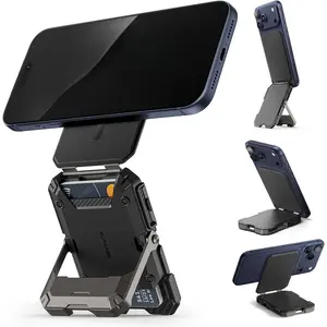 for MagSafe Wallet with Stand, Magnetic Wallet for Men, [Hold 5 Cards] [Adjustable Stand] [RFID Blocking] Phone Credit Card Holder Tripod for iPhone 17/16/15/14/13/12 Series, Black