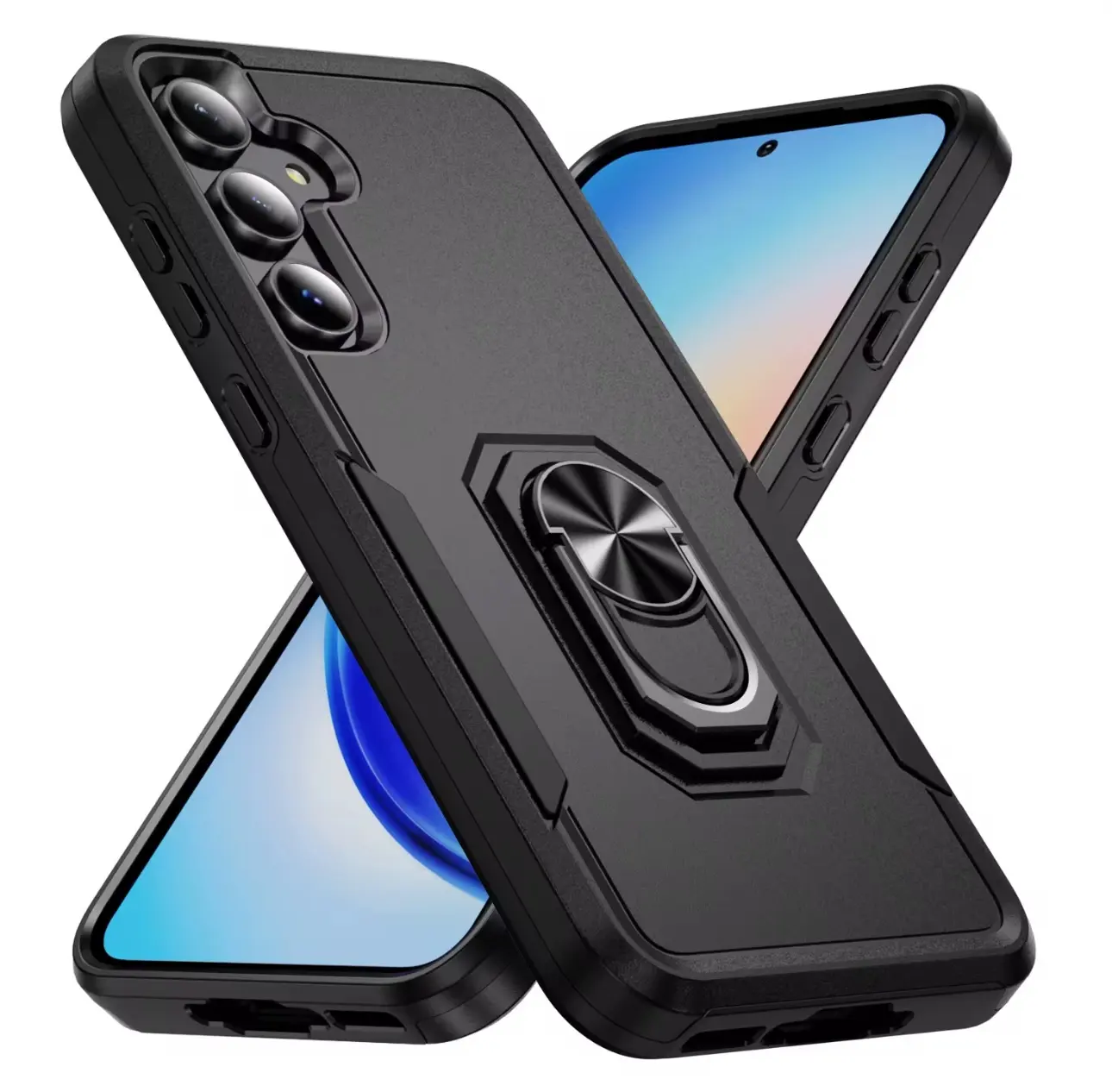 Rugged Defender Case ( For Samsung Galaxy S24 / S24+Plus / S24 Ultra / S24FE ) Shockproof Heavyduty Protection Cover With Ring Stand Casing