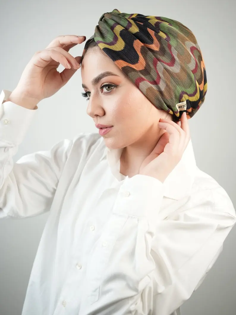 Alopecia Fashion Turban - Handmade Twisted Hijab Headscarf for Women, Bonnet, and Ankara Headwear with Chemo Cap
