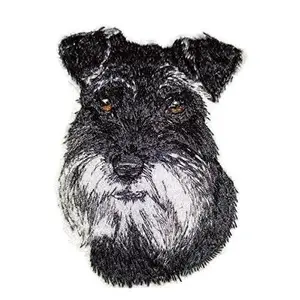 Amazing Dog Faces [ Schnauzer Dog Face] Embroidery Iron On/Sew Patch (2.94" x 4")[Made in USA]