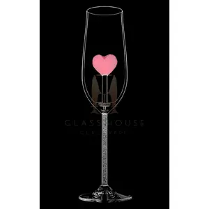 The Heart Champagne Flute™ Embellished with Crystals in the Stem
