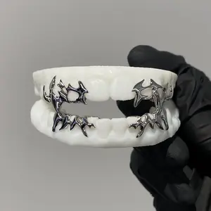 Hand Out Custom Phunk 6 on 6 Teeth Grillz 925 Silver Hiphop Grillz