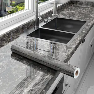 Marble Pattern Self-adhesive Sticker, 1pc Waterproof Decorative Paper for Countertop Furniture Table, Decorative Wallpaper for Living Room Kitchen Bathroom Home Interior Decor, Interior, Design, Modern, Room Decor pegatinas decorativas