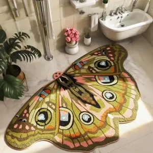 1pc Floral Butterfly-shaped Doormat Vintage Pastoral Style Fluffy Bedside Rug for Bedroom Nordic Style Light Luxury Home Decoration Coffee Table Sofa Floor Mat Butterfly Area Rug