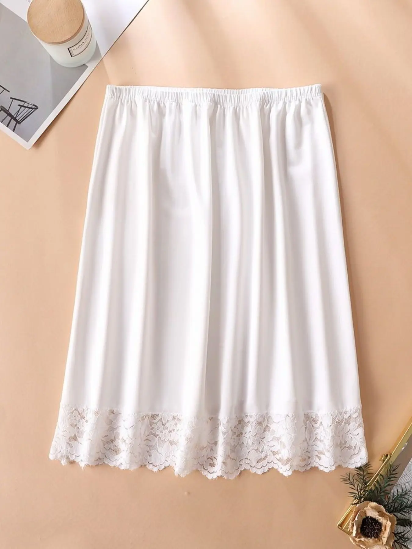 Women's Fall Lace Dress with Floral Ruffles, Loose Fit Knee Length Boho Skirt, Soft Fabric, Casual Western Feminine Aesthetic Style for All Seasons Ruffled Womenswear Bottom, Elastic Ruffle Skirt Hem