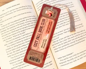 Cozy Fall Book Club Laminated Bookmark