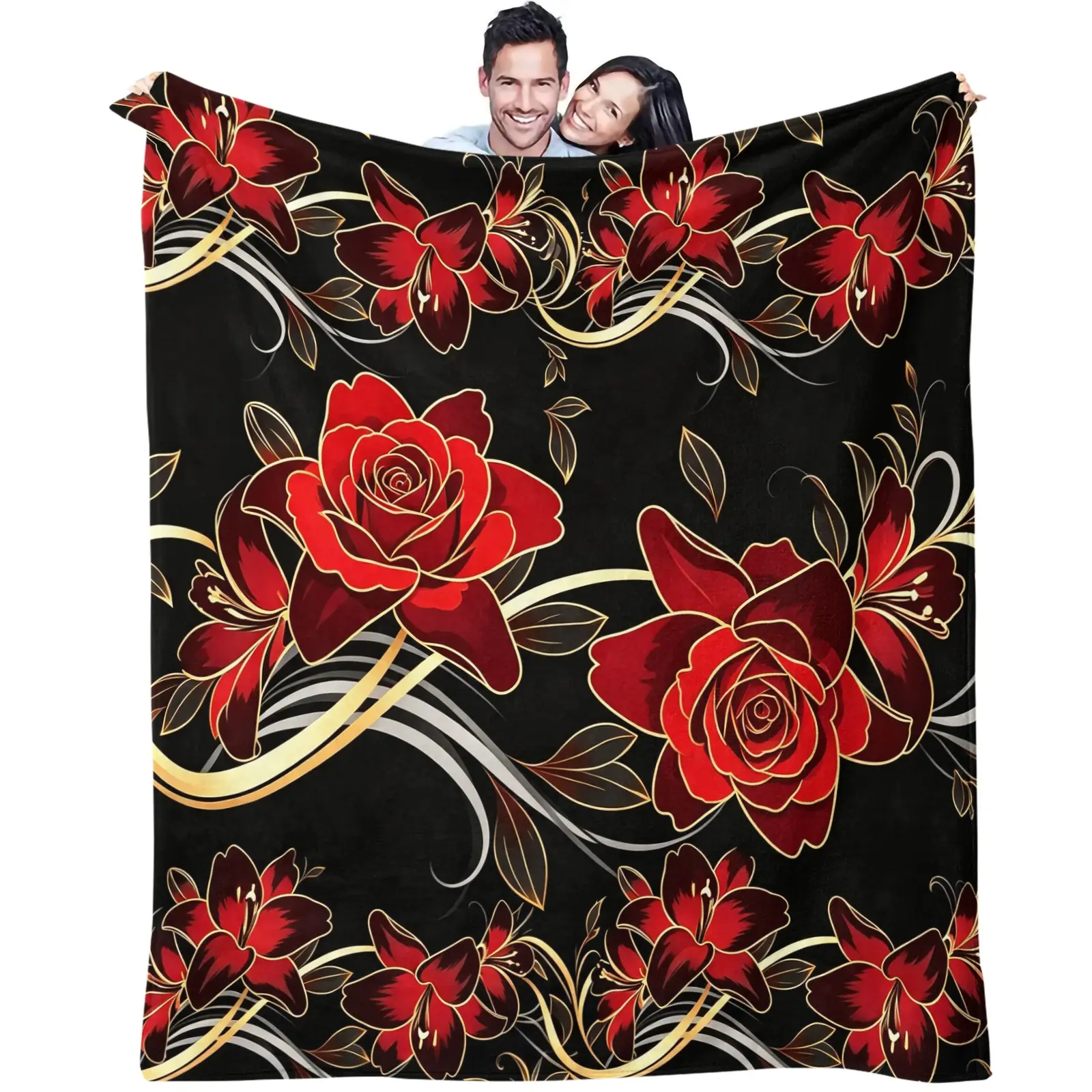 Romantic Luxury Ambience Flannel Blanket, Matches Various Home Decor Styles. Stylish And Warm Multi-Purpose Use. Budget Friendly Warm Bedroom And Living Room Upgrade.
