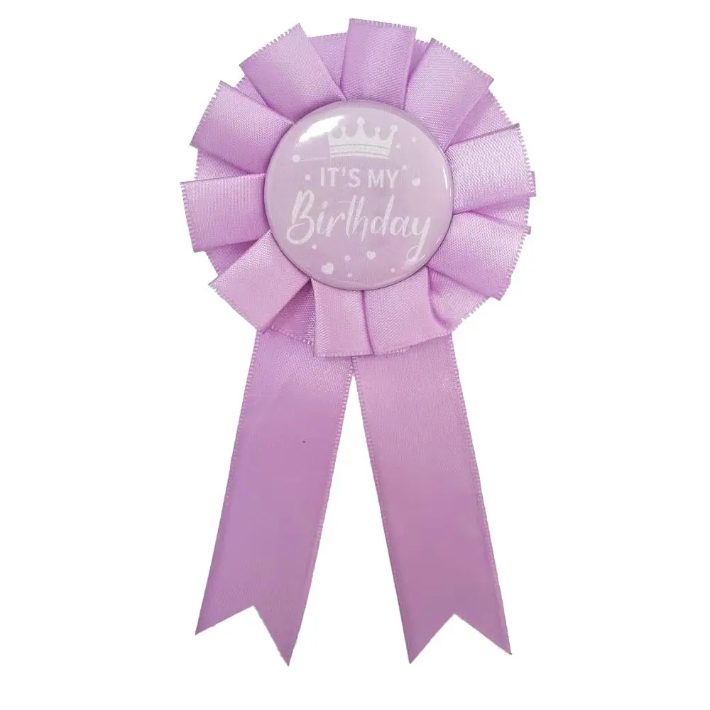Glamorous It's My Birthday Purple Satin Ribbon Badge Pin - Fashion Collar Brooch with Strong Hold, Secure Clip-On Fastener, Easy Application & Removal, Easy To Clip On And Take Off, Fun Birthday Photo Ops, Birthday Theme, Party Wear