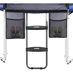 Trampoline Ladder, 2 Steps with Wide Steps, Trampoline Storage Bag, Universal Hook, 220 lbs Capacity Trampoline Accessories for Children Kids, Black