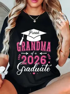100% Cotton Proud Grandma of a Class of 2026 Graduate for Graduation T-Shirt