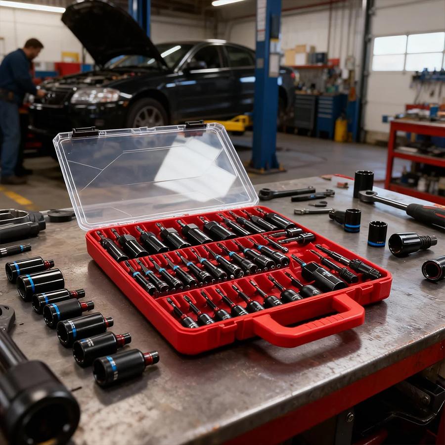 Magnetic Impact Nut Driver Set, 55pc Metric & SAE with Socket Adapters, Bit Holder, Wing Nut Driver, Universal Sockets, Quick Release Extension, Power Bits toolbox screwdriver set Magnetic Impact Nut Driver Set, 55pc Metric & SAE with Socket Adapters, Bit Holder, Wing Nut Driver, Universal Sockets, Quick Release Extension, Power Bits toolbox screwdriver set