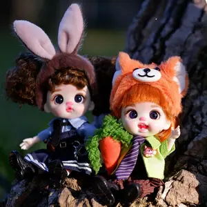 Cute City Patrol Officer Mini Dress-Up Doll Keychain - Bunny & Fox Police Uniform Posable Art Toy Bag Pendant, Collectible For Ages 14+ Only (Not Suitable For Kids)