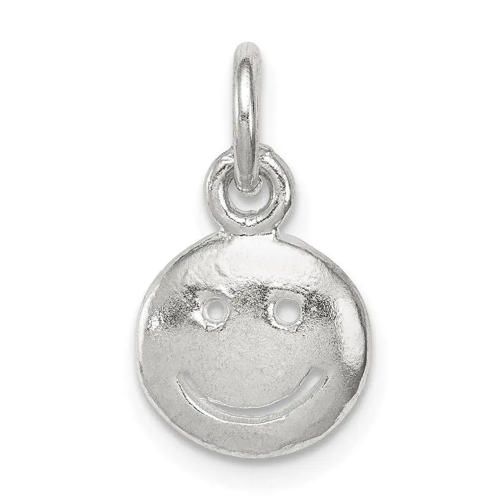 Sterling Silver Smiley Face Pendant Necklace Happy Trendy Gift Women