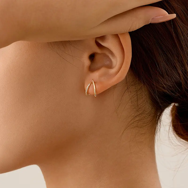 TASISO Golden Cross Earrings - Female Costume Jewelry, Gold-Tone Metal Coating Hoop Design, Elegant Everyday Wear Accessory for Any Outfit, Cross Embellishment Earrings, Metal Hoop Earrings