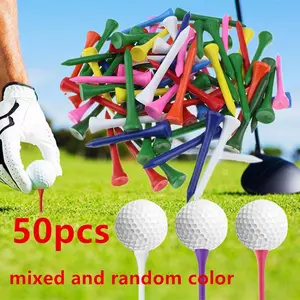 Random Color Golf Tees, 50pcs/set Professional Natural Wood Golf Tees, Golf Accessories, Golf Pack