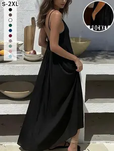POV: You found the perfect backless vacation dress with POCKETS!  S-2XL The viral backless maxi every body type needs! Flowy, chic, and yes—it has pockets! #Summervibes ️