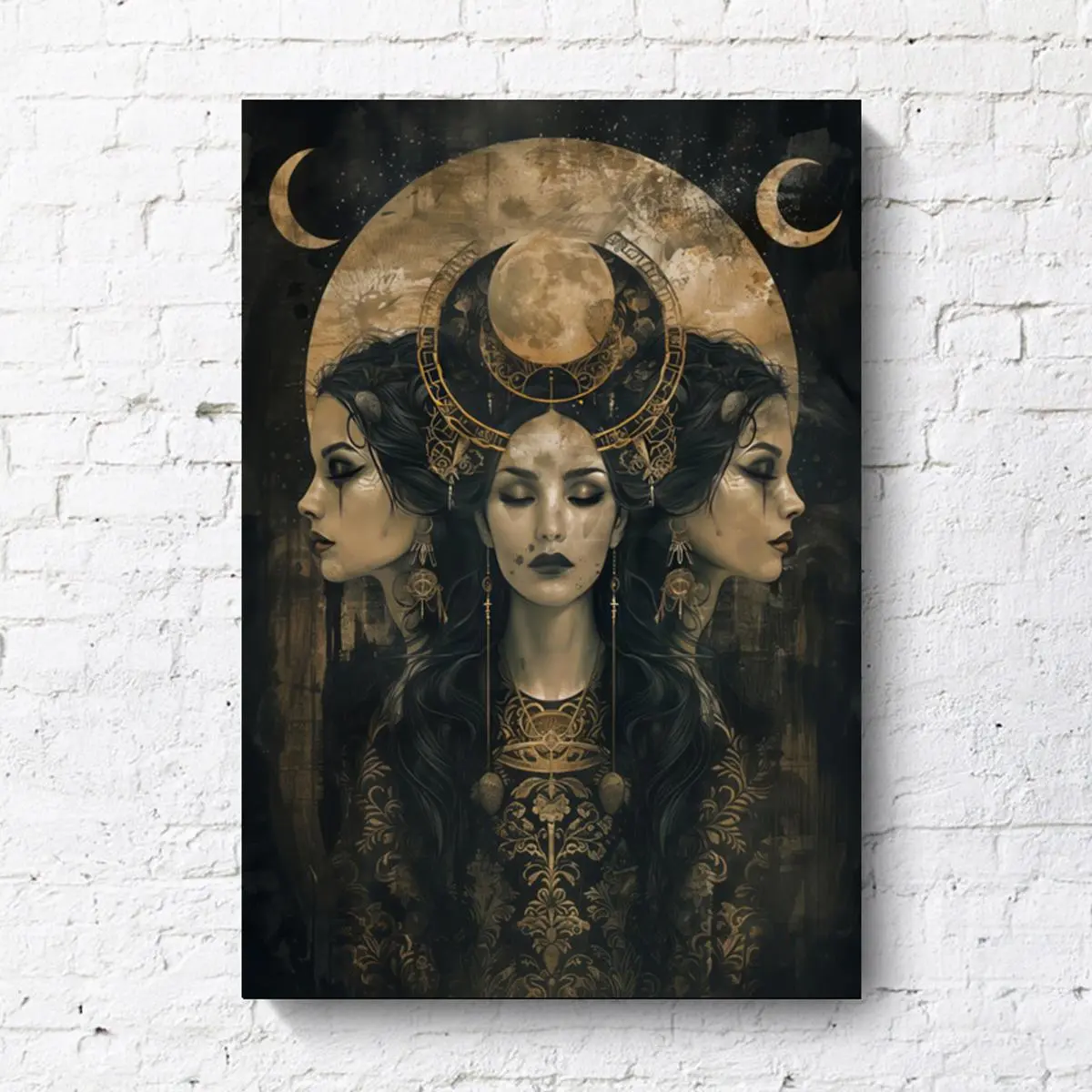 Moon Goddess Pattern Unframed Painting, 1 Count Hanging Wall Art Canvas Printing, Wall Decor for Home Living Room Bedroom, Above Bed Wall Decor, Ornaments