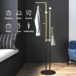 Metal Coat Rack Coat Stand with Marble Base Clothes Hanger Coat Rack Freestanding for Bedroom Living room Entryway Hotel 12.6x12.6x66 in (Gold)