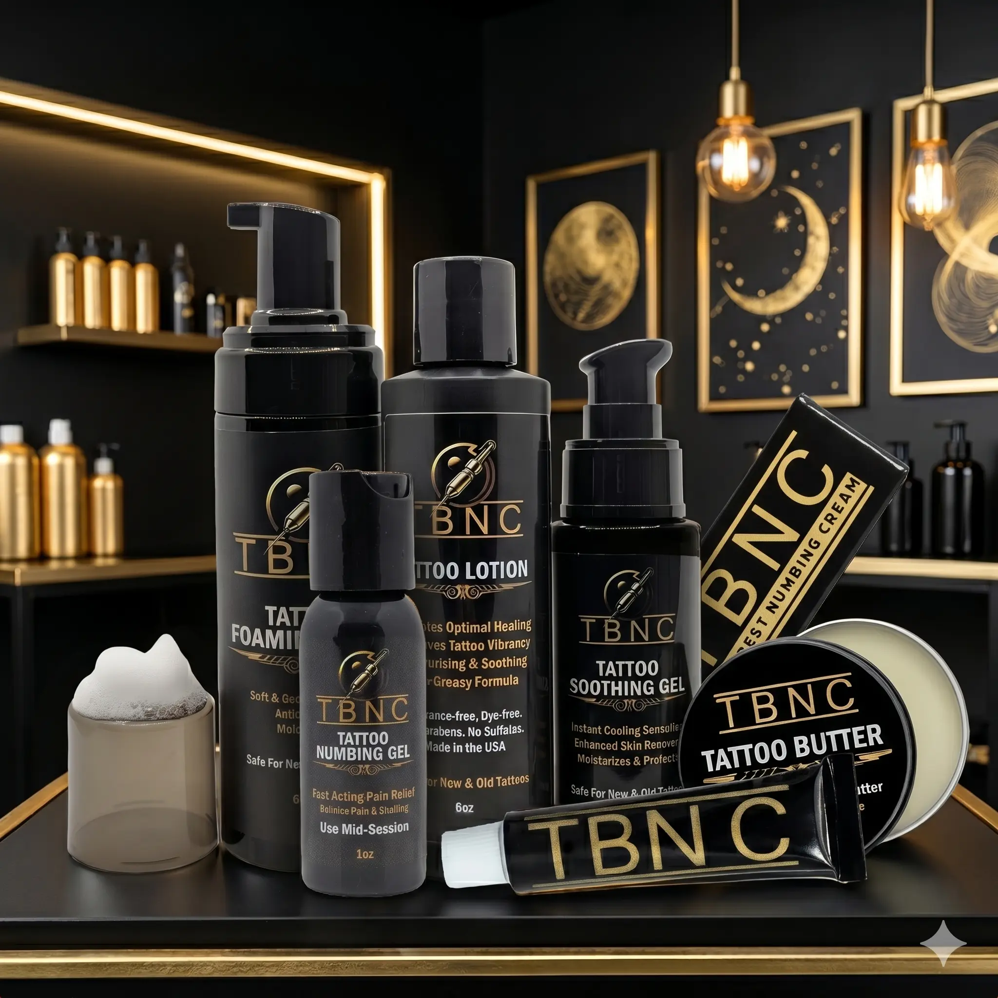 TBNC Ultimate Tattoo Numbing & Aftercare Bundle - Includes Cream, Foaming Soap, Gel, Butter, and Lotion for Comfortable Healing