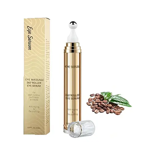 5% Caffeine Eye Roller Serum with 360° Massage Ball, 20ML Under Eye Treatment for Dark Circles & Puffiness, Firming Hydration & Wrinkle Smoothing for Normal Skin