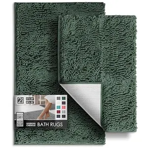 Hearth & Harbor Bathroom Rugs, Chenille Bath Mat - Machine Washable Bath Mats for Bathroom Non-Slip Backing Rubber, Quick Dry Bathroom Mat