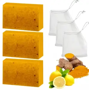 Summervibes 9PCS Turmeric Face Soap, Kojic Soap, Face CleansingSoap, Turmeric Face and Body Soap, Kojic Faceand Body Soap turmeric soap bar with bagCleanser