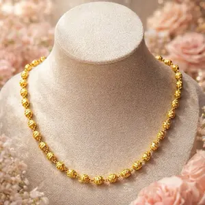 Elegant 23 Inch Malla Necklace - Beautiful Gold Tone Beaded Chain for Women's Fashion