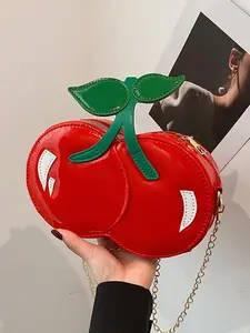 Women's Cherry Design Crossbody Bag, Fashionable Chain Strap Shoulder Bag for Daily Used, Casual Trendy Versatile High-quality Daily Commuting Bag