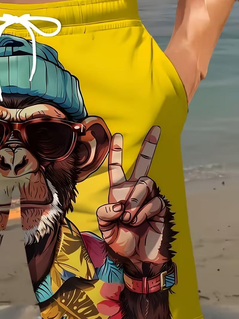 Cool Beach Shorts for Men 3D Printed Casual Pants Summer Fashion Comfortable for Hawaii Maldives Minimalist Design Polyester Woven Regular Fit - Man, Menswear