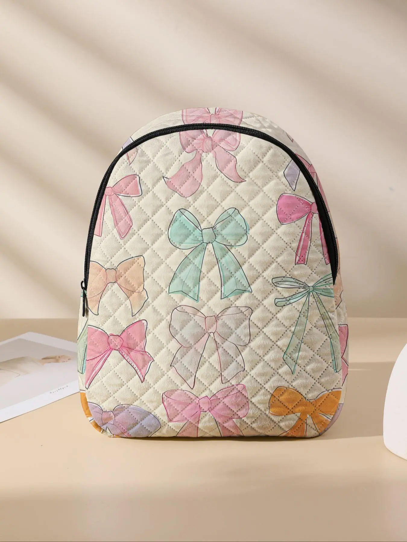 Cute Bow Pattern Backpack, Lightweight Durable School Bag, Casual Student Backpack with Lunch Pocket, Large Travel Diaper Bag for Women & Girls, School Backpacks, Cute Daypacks