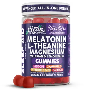Clean Nutra Melatonin, L-Theanine, Magnesium, Valerian & Lemon Balm and Herbal Extracts for Relaxation Support Gummies – RemZen