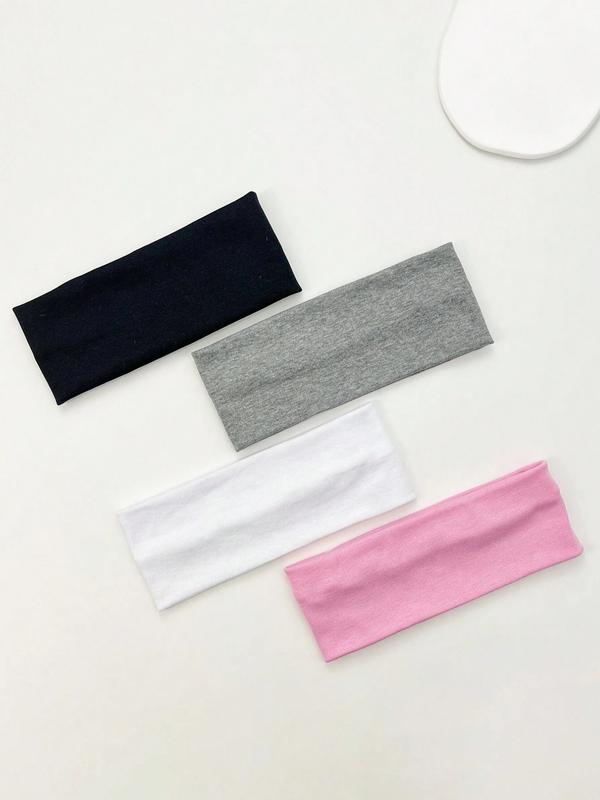Fashion Solid Color Hair Band (4pcs), High Stretch Sweat-absorbing Hair Band, Daily Hair Accessories for Women & Men, Elastic Headbands