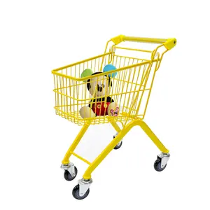 FixtureDisplays® Mini Kids Shopping Cart 18.9 Long x 13.4 Wide x 26" Tall for Kids Ages 3+ Fully Functional Shopping Cart with Sturdy Metal Frame, Yellow 16000-NF