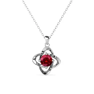 Infinity 18k White Gold Plated Birthstone Flower Necklace with Simulated Diamond Crystal
