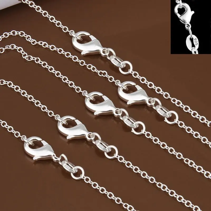 5pcs/lot 925 Sterling Silver Chain necklace,Fashion Men/Women DIY Jewelry Rolo Chain 1mm Necklace 16 18 20 22 24"