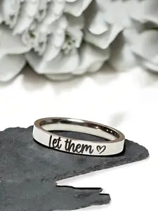 Minimalist Fashion Let Them Ring for Women Silvery Ring Encouragement Gift, Self Care, , Motivational Jewelry, Inspirational Trauma Ring, Gift for Her Suitable for Both Men and Women