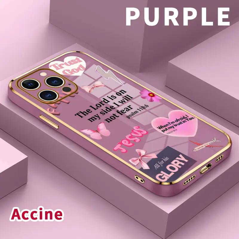 Shockproof Soft TPU Cellphone Case Cover Casing for iPhone 11,12,13-16 Pro Max,XR,XS Plus - Religious Psalm Faith Over Fear Aesthetic, Luxury Electroplating, Anti-Slip Grip, Sweat-Resistant, Slim Bumper, Light Pockets Protection, Women's Accessory Gift