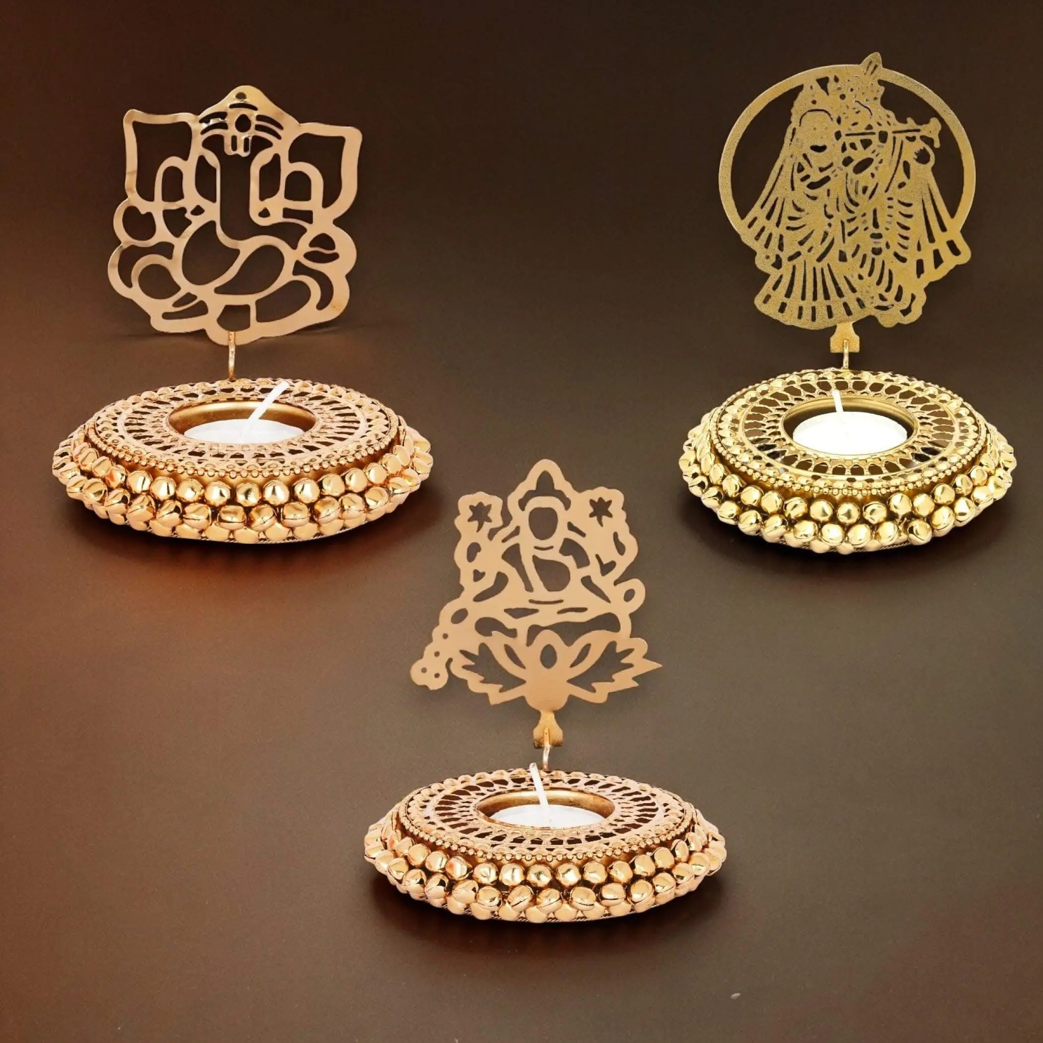 Exquisite Ghungroo Shadow Tealight Holder | Timeless Metal Lanterns for Diwali, Christmas, Hanukkah | Elegance & Warmth at Home