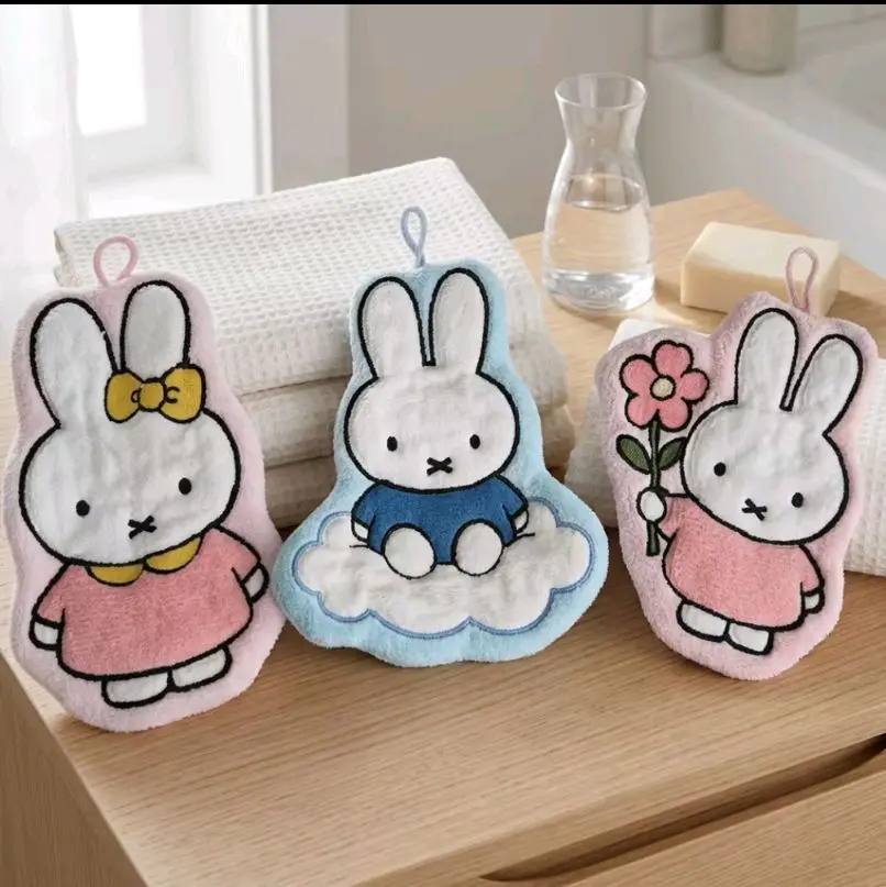 Cute Miffys Rabbit Hand Towel | Thickened Toilet Bathroom Cartoon Handkerchief | Gift Hand Wipes Bunny Peripherals