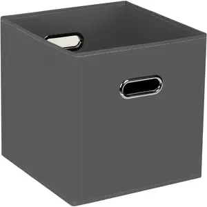 Fabric Storage Bins Cubes Baskets Containers-(11X11X11) with Dual Handles for Shelf Closet,   , Bedroom Organizers, Foldable Set of 1 (grey)