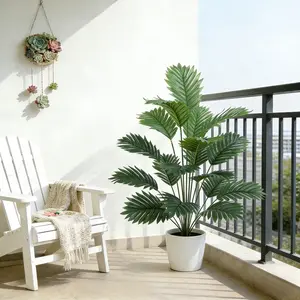 Simulated 18 leaf sunflower plant resembling real and fake tropical palm trees, used for home, office, living room, bedroom with simulated green plants, low maintenance and no need for watering, Bohemian style interior decoration (flower pots not included