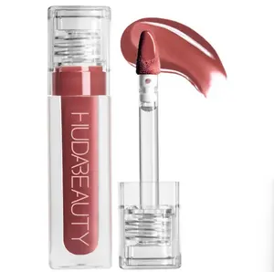 HUDA BEAUTY Faux Filler Lip Gloss, Glossy, Hydrating, Shiny, Non-Sticky Bombshell - pinky brown
