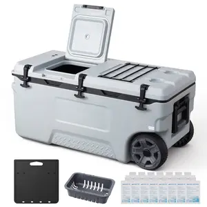 106-Quart Portable Rolling Cooler With Wheels, Leak-Resistant Ice Retention Insulated Chest Keeps Contents Cold for Up to 48 Hours, Ultra-Light Yet Durable for Outdoor Picnics, Grilling, Camping, and Beach Trips