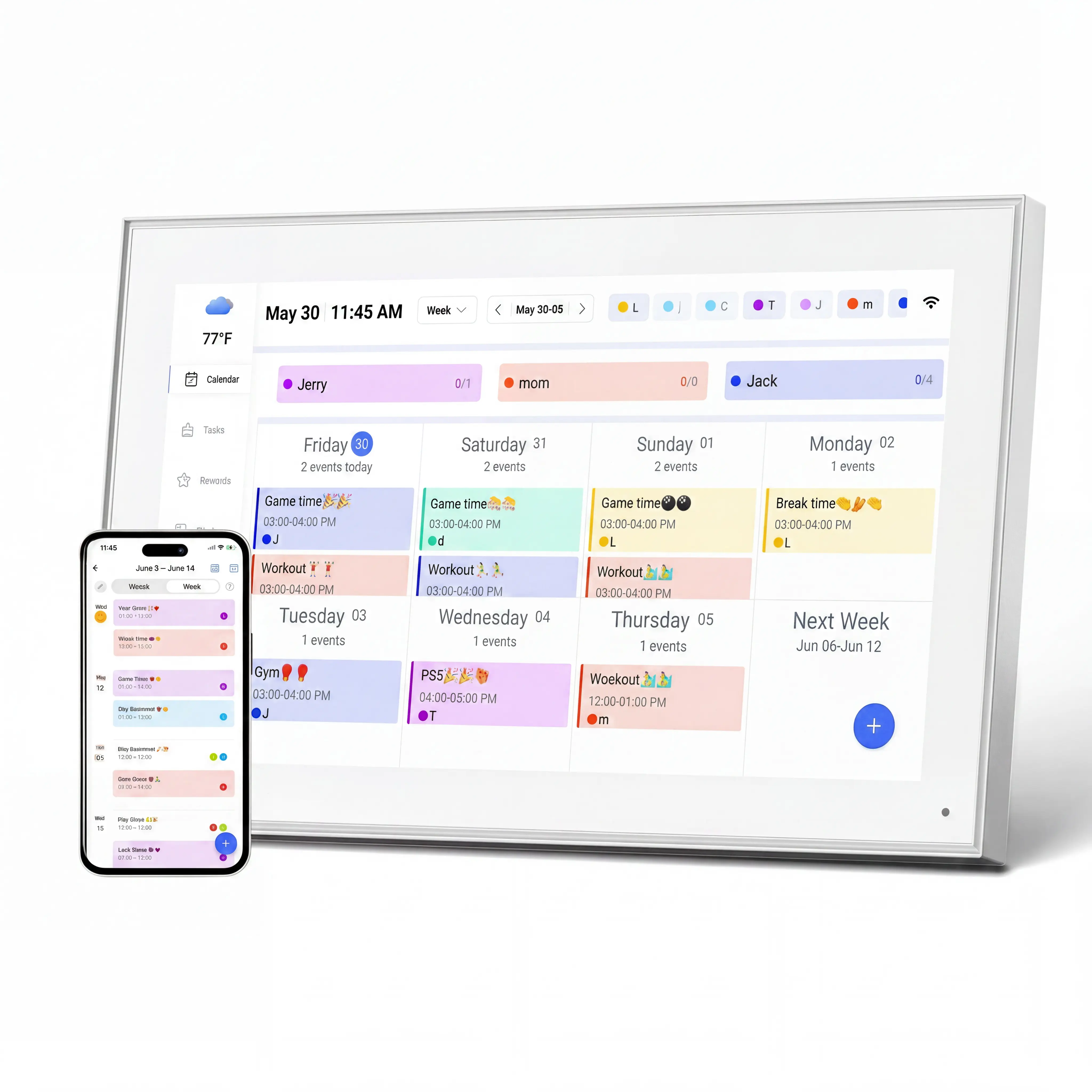 15.6 Inch Digital Calendar Chore Chart - 1080P Full HD Interactive Touchscreen Smart Family Planner, Wall Mounted WiFi Shared Scheduling Board for Google, Apple & Outlook Calendars